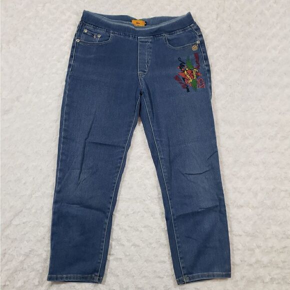 Embroidered bedazzled jeans jeggings medium - Picture 1 of 12